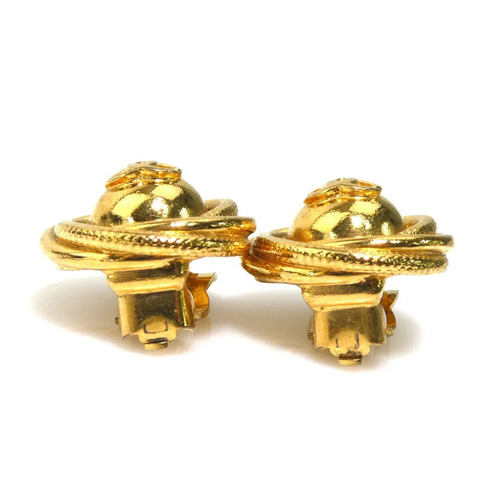 CHANEL Gold Logo Earrings